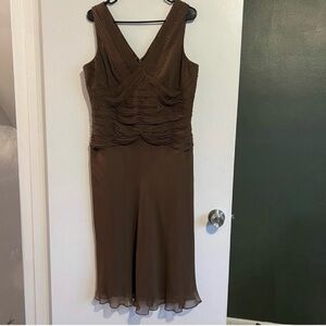 Vintage Talbots chocolate brown silk beaded tea length dress 
size 14